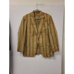 Park Ave Blazer Vintage Mens R-40 Striped Sport Coat Jacket Tan Red Blue USA